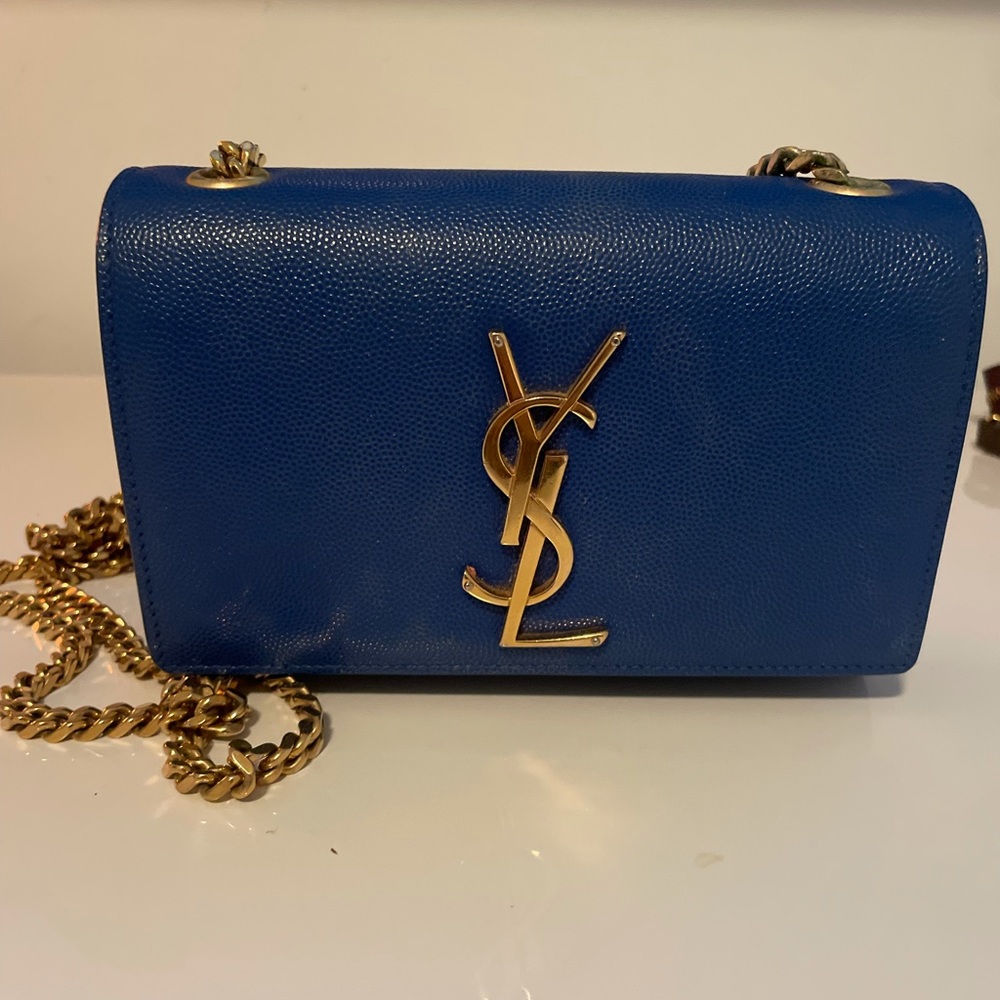 YSL Small Kate Cobalt blue with gold chain small Kate YSL bag